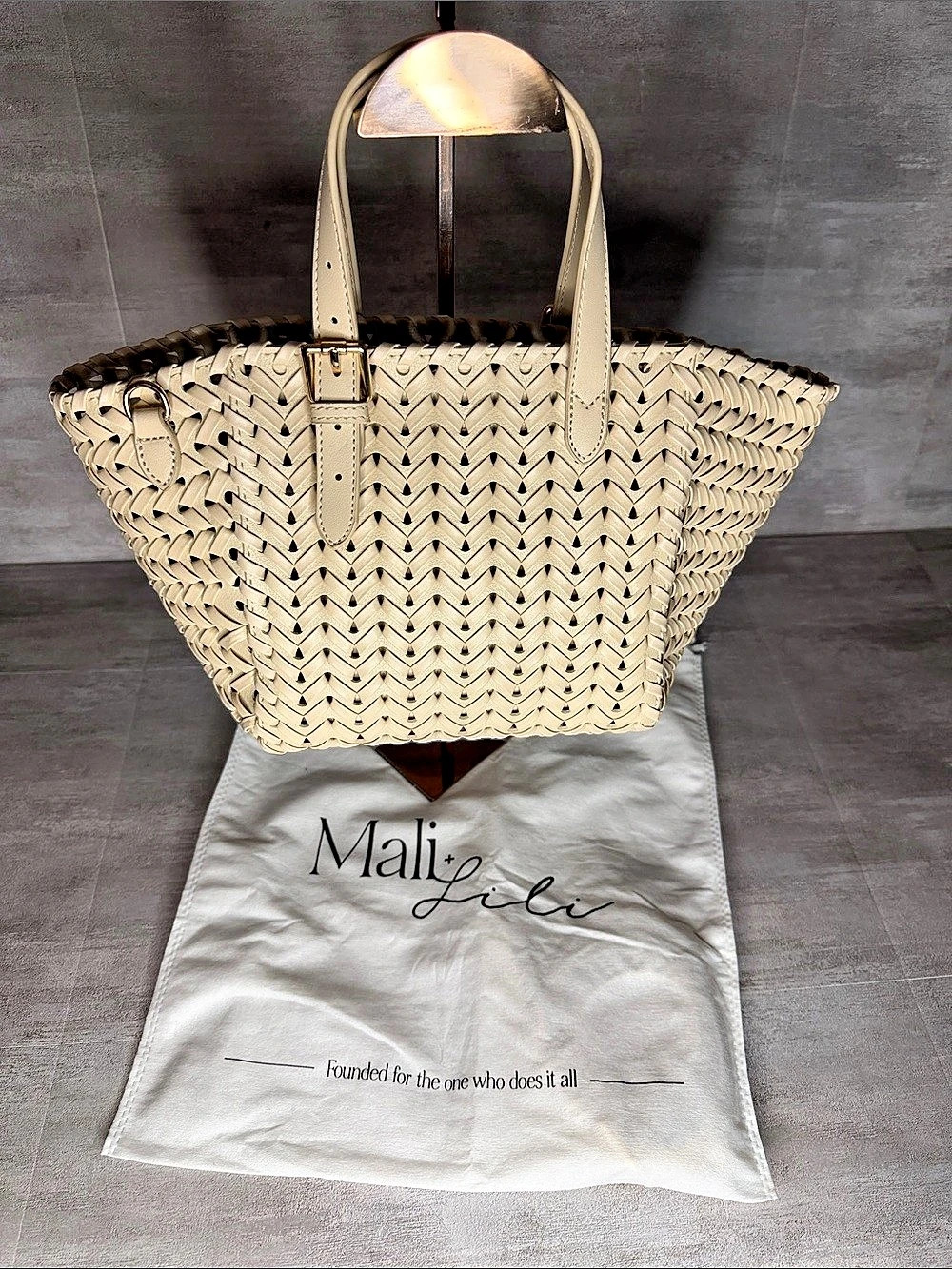 Mali + Lily woven tote bag in Cream NWT